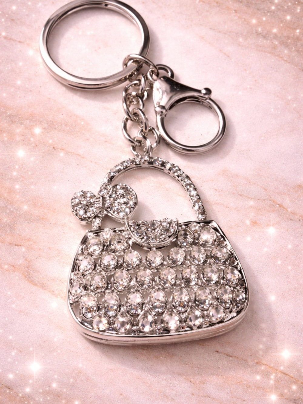 Rhinestone Purse Keychain Sparkly Bag Charm